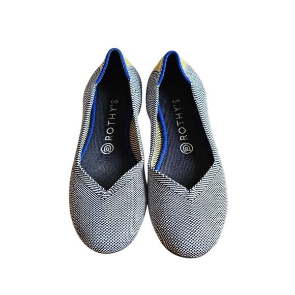 Rothys womens Sz 8 Retired shale Ribbon striped round toe flats - Picture 1 of 7